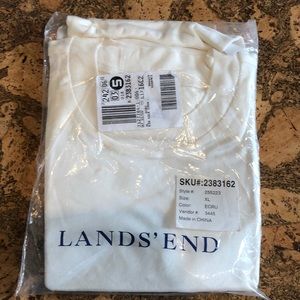 Lands' End Kids XL Silk Interlock Crewneck Ivory